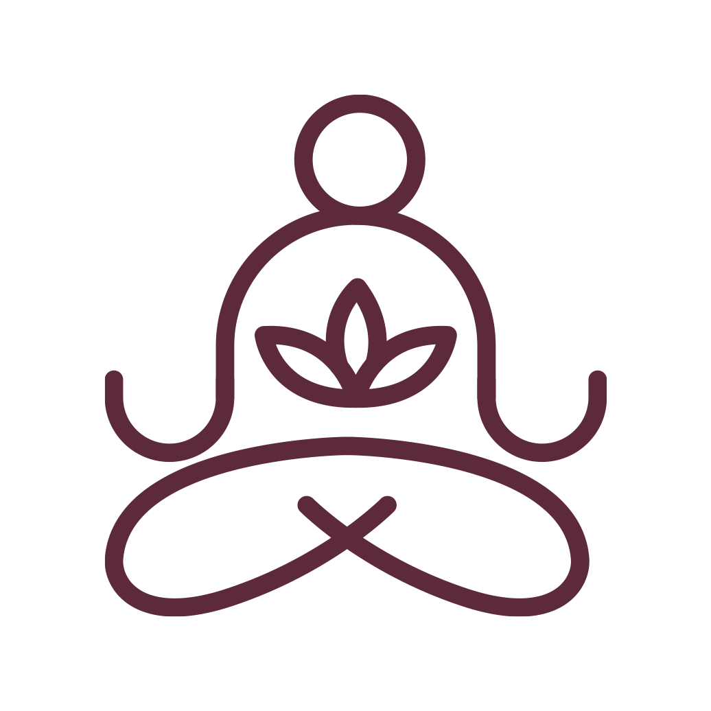 An icon of a person cross-legged, representing yoga